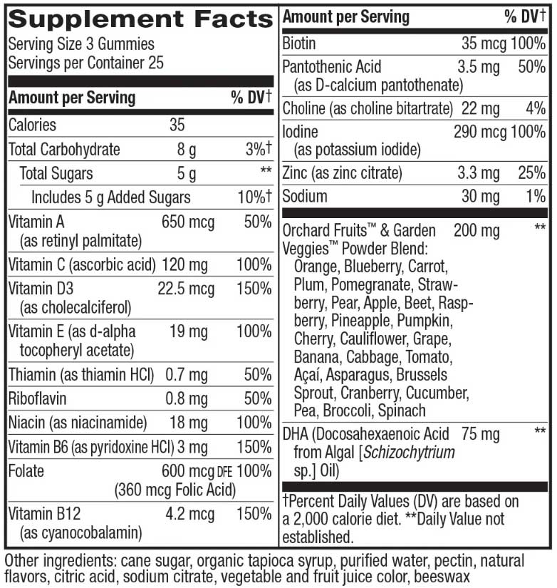 Nature's Way Alive! Premium Prenatal Gummies Ingredients