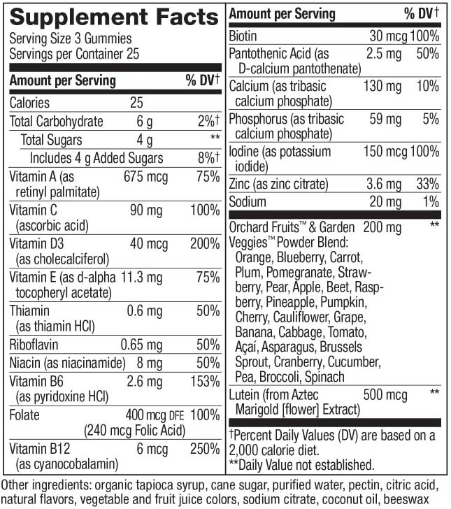 Nature's Way Alive! Women's 50+ Premium Gummy Multivitamin Ingredients