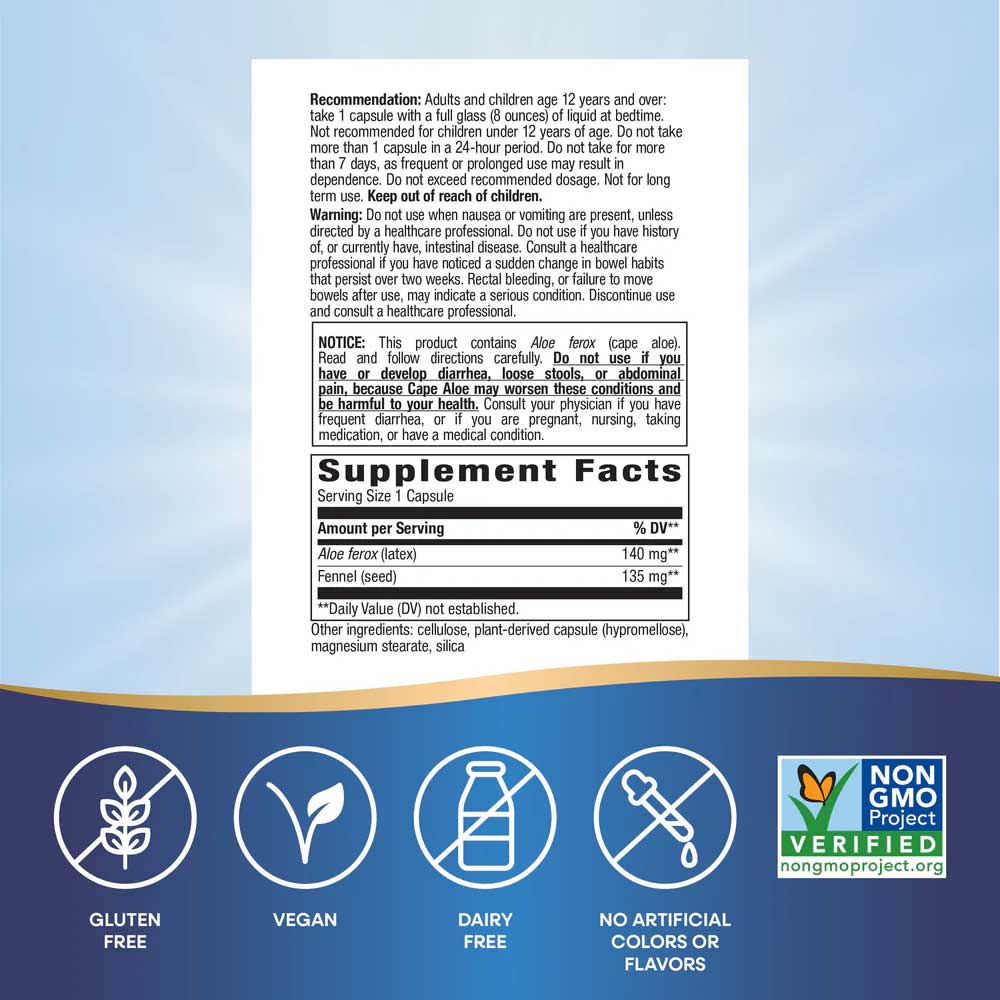 Nature's Way Aloe Latex With Fennel Ingredients