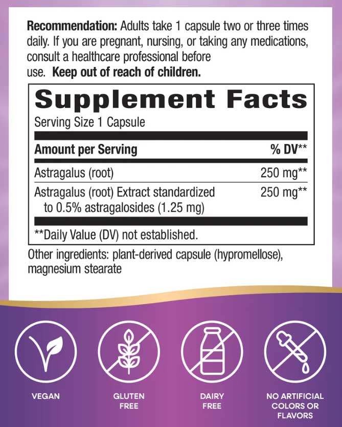 Nature's Way Astragalus Ingredients