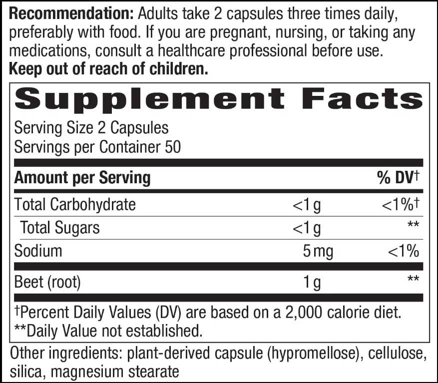 Nature's Way Beet Root Ingredients