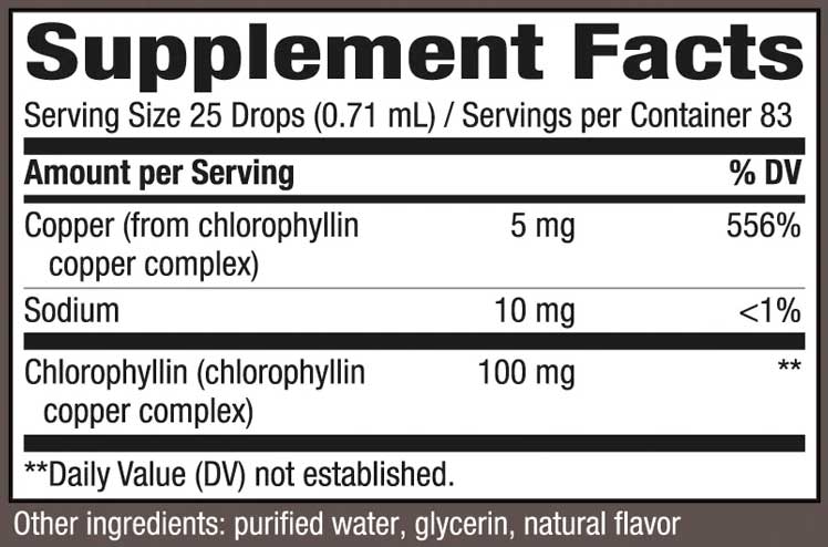 Nature's Way Chlorofresh Liquid Mint Ingredients