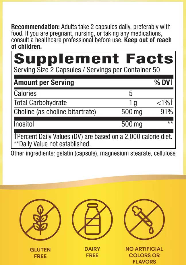 Nature's Way Choline & Inositol Ingredients