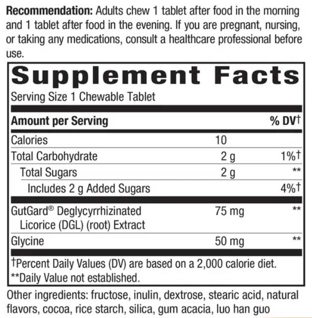Nature's Way DGL Ultra (Chocolate Flavored) Ingredients