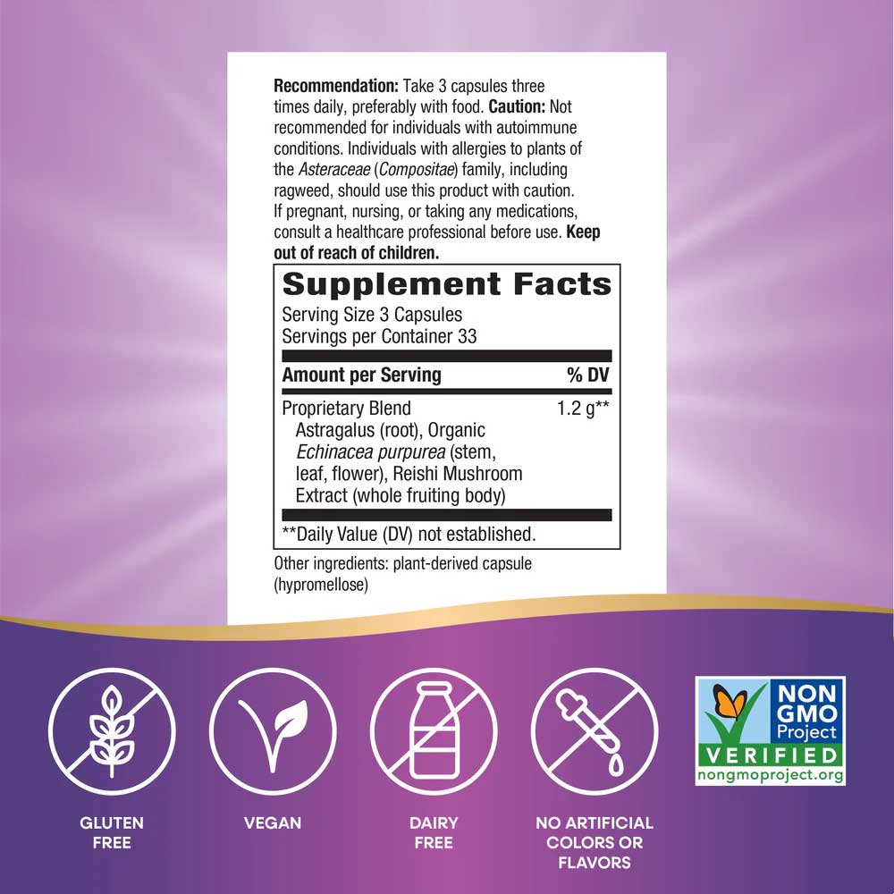 Nature's Way Echinacea Astragalus & Reishi Ingredients