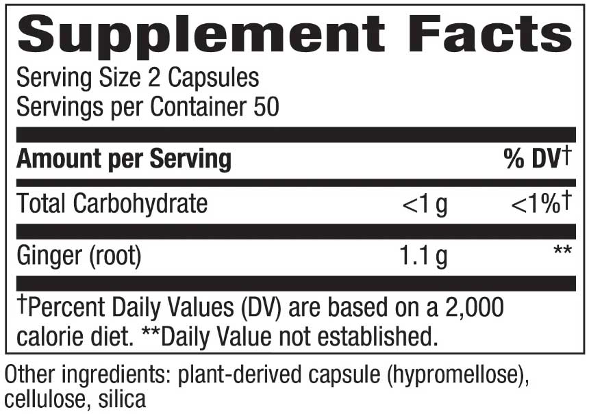 Nature's Way Ginger Root Ingredients