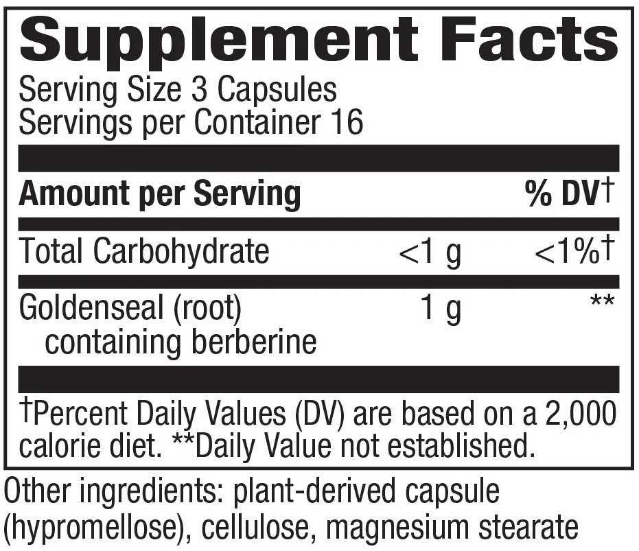 Nature's Way Goldenseal Root Ingredients