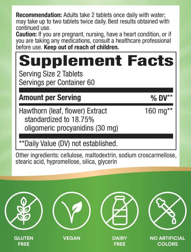 Nature's Way HeartCare Hawthorn Ingredients