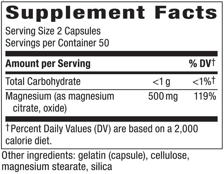Nature's Way Magnesium Complex Ingredients