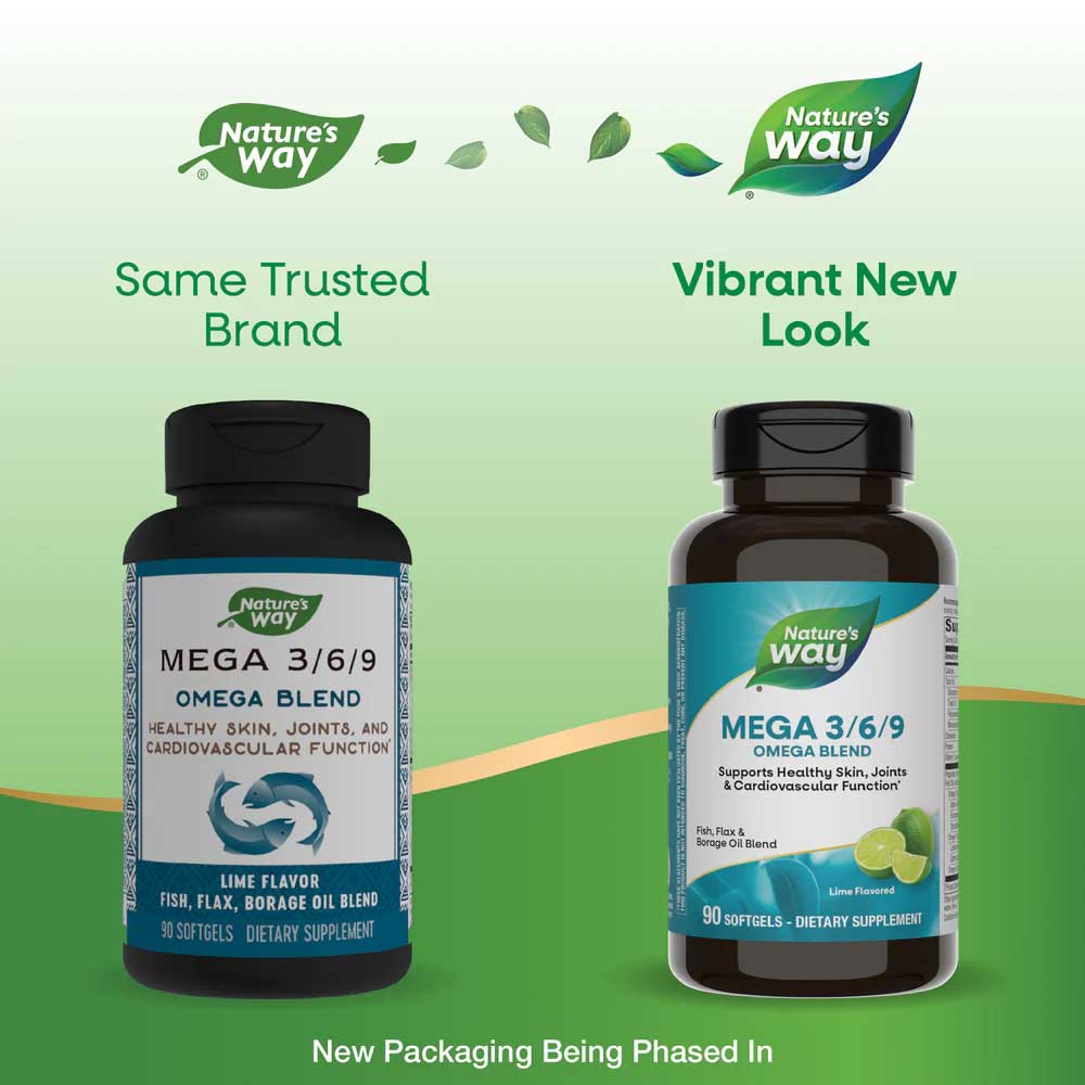 Nature's Way Mega 3/6/9 Omega Blend (Formerly Mega 3/6/9 Blend 1350 mg) New Look