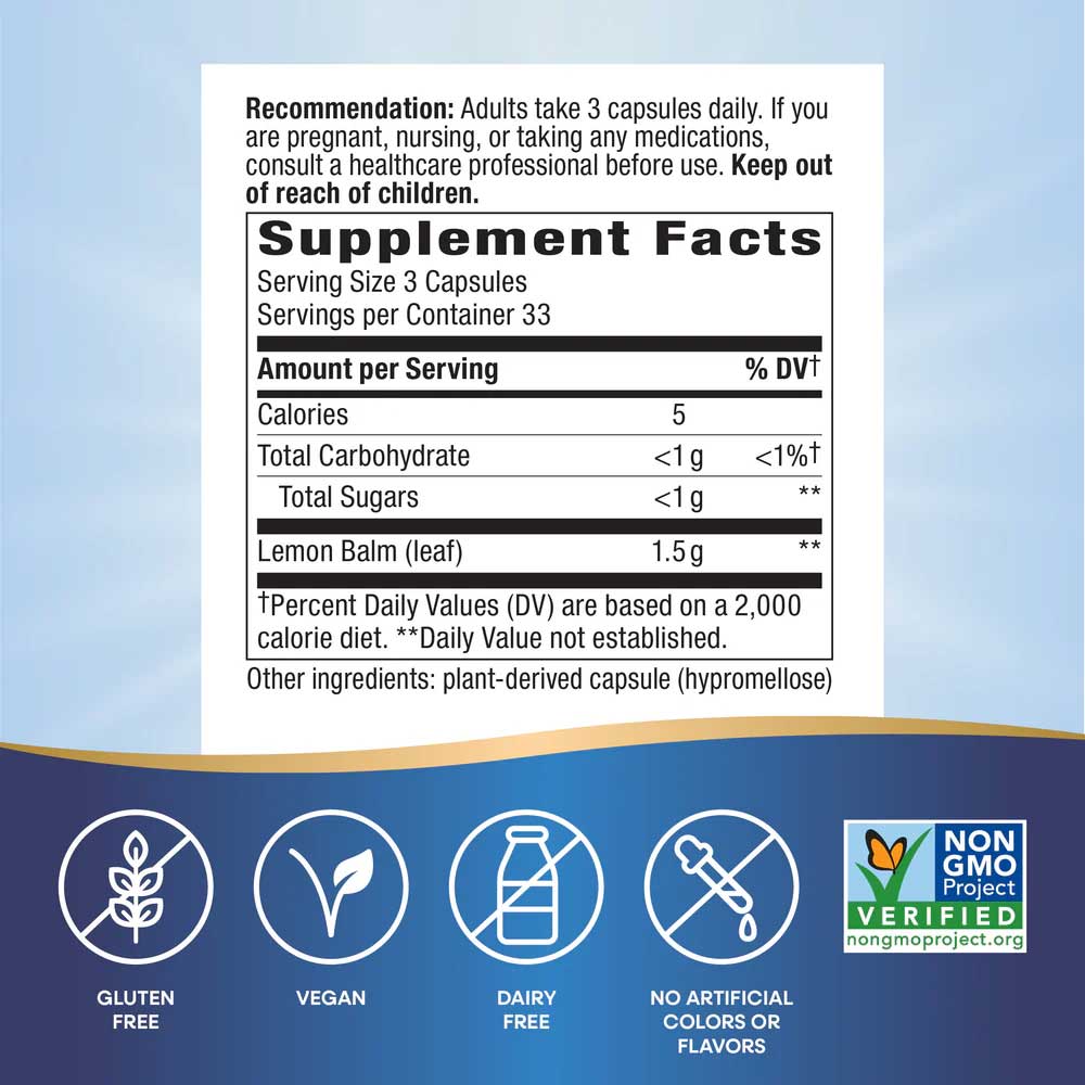 Nature's Way Melissa Lemon Balm Leaf Ingredients