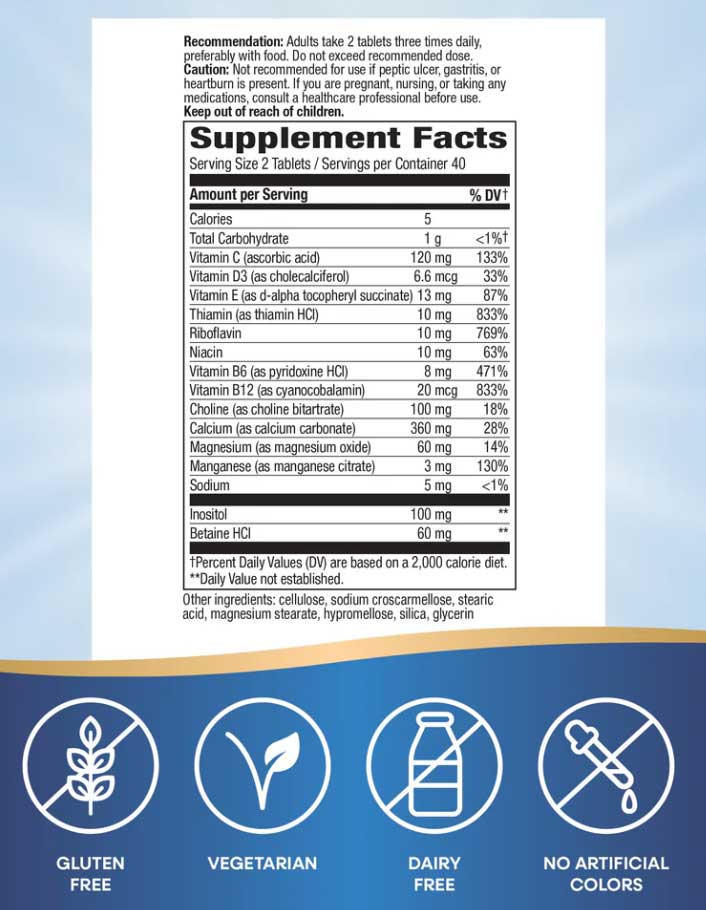 Nature's Way Myo-Tone Ingredients