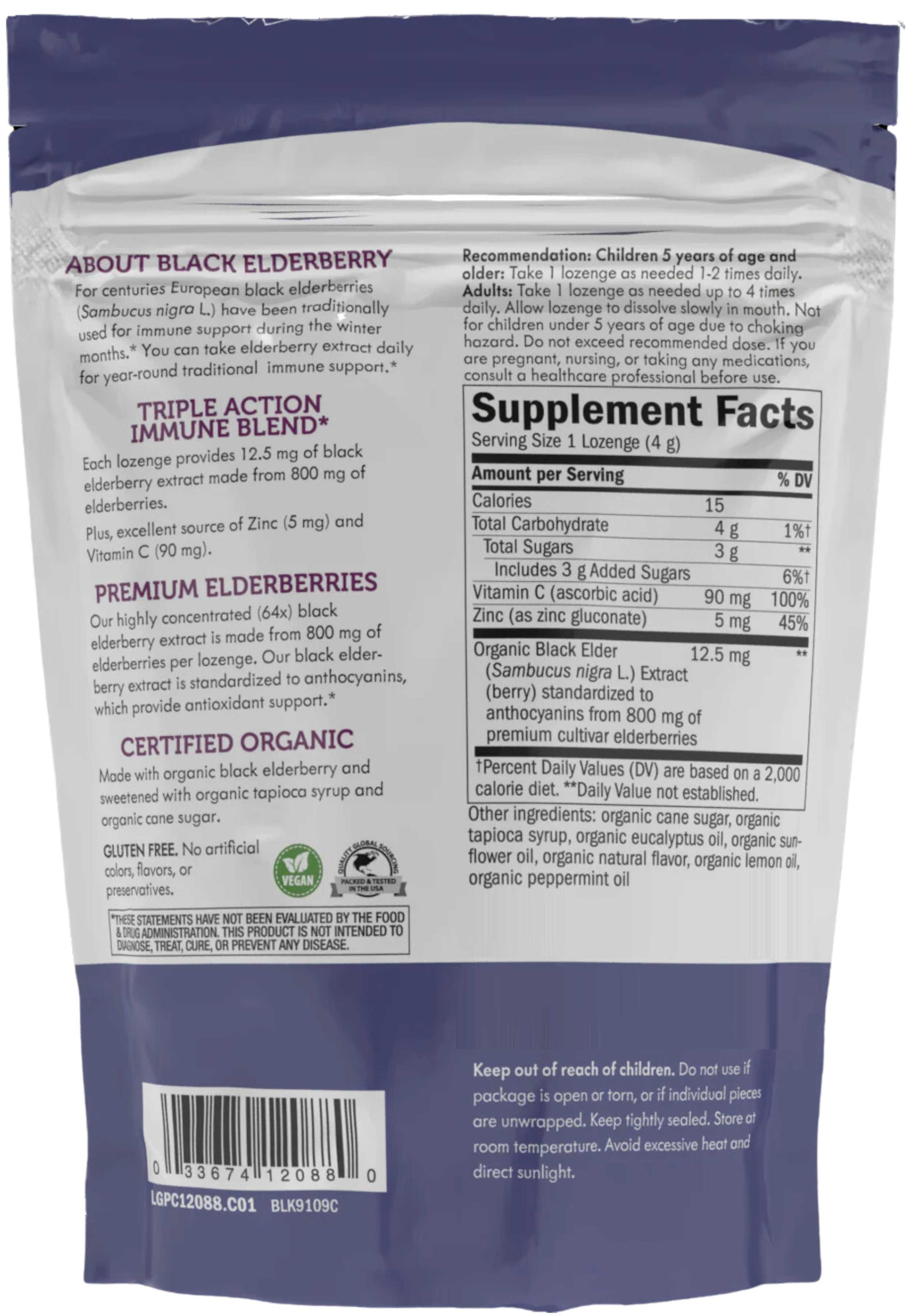 Nature's Way Sambucus Zinc Lozenges Ingredients