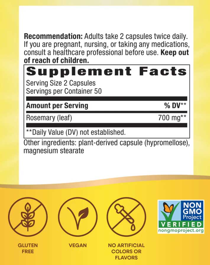 Nature's Way Rosemary Leaf Ingredients