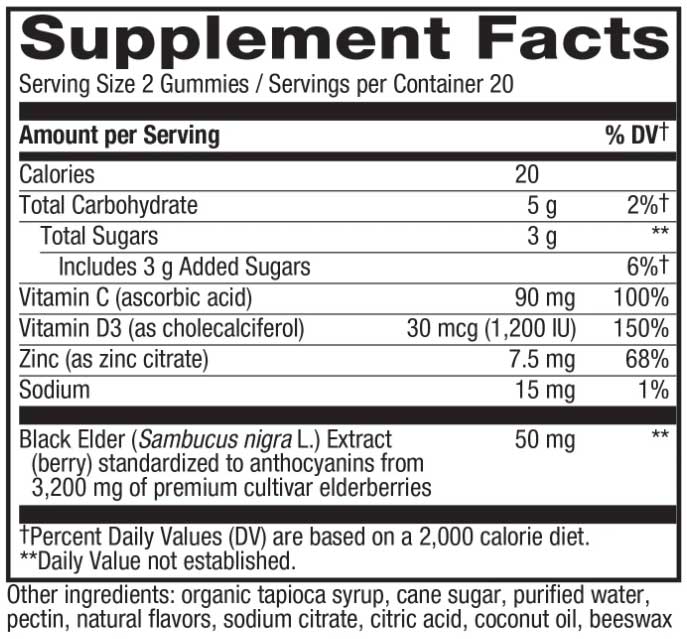 Nature's Way Sambucus Immune Gummies Ingredients