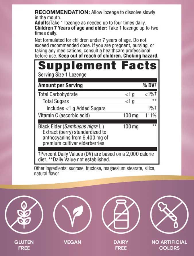 Nature's Way Sambucus Immune Lozenges Ingredients