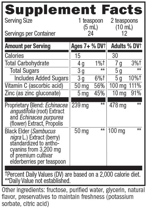 Nature's Way Sambucus Immune Syrup Ingredients