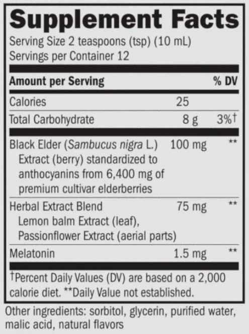 Nature's Way Sambucus NightTime Syrup Ingredients