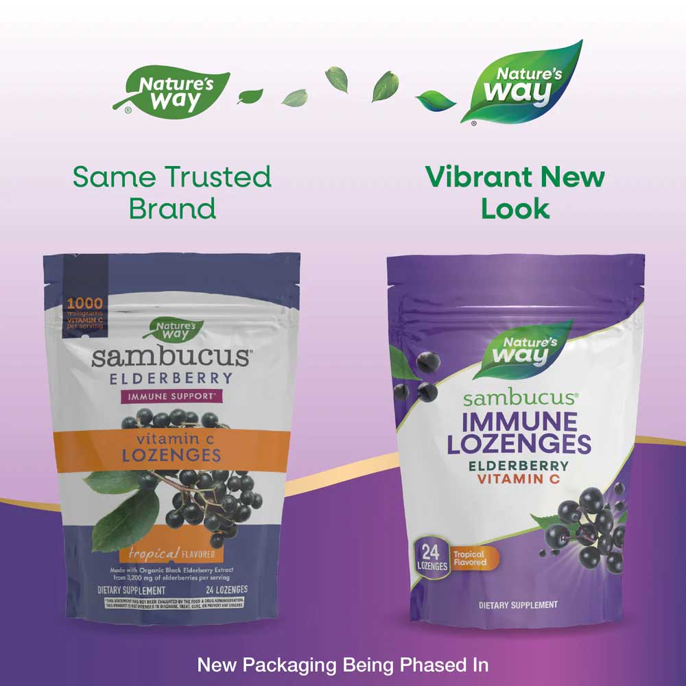 Nature's Way Sambucus Vitamin C Tropical Lozenges New Look
