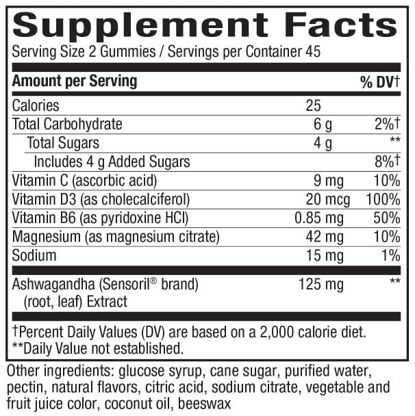 Nature's Way Stress Defense Gummy Ingredients