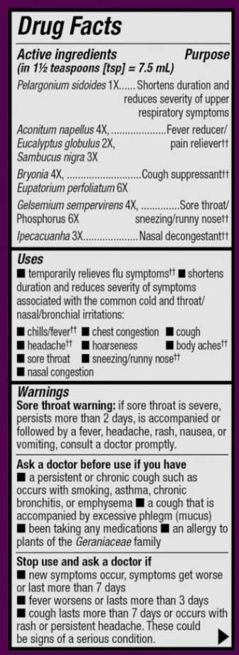 Nature's Way Umcka Elderberry Cold+ Flu Relief Syrup Ingredients