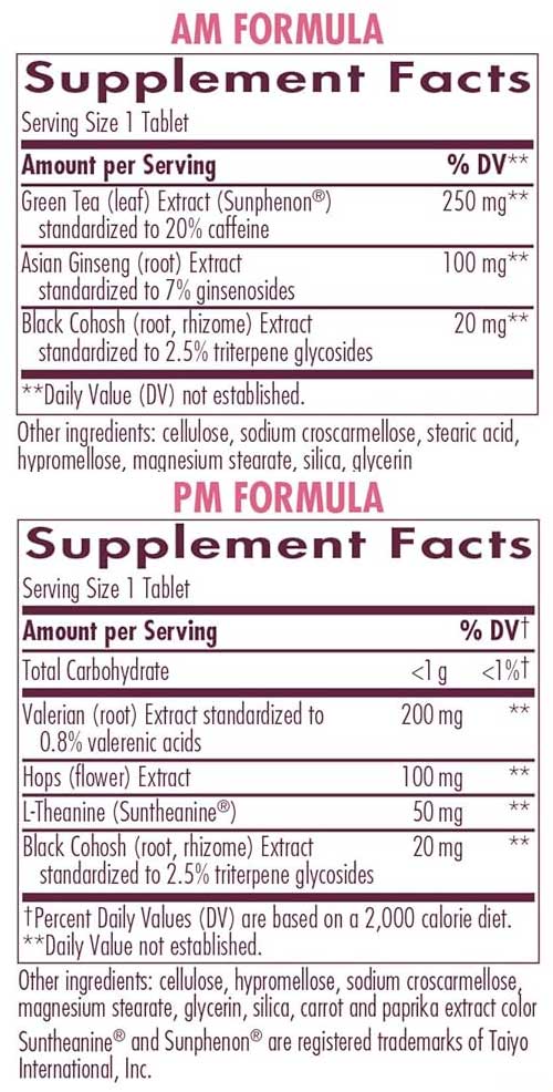 Nature's Way AM/PM Menopause Formula (Formerly Enzymatic Therapy AM/PM Menopause Formula) Ingredients