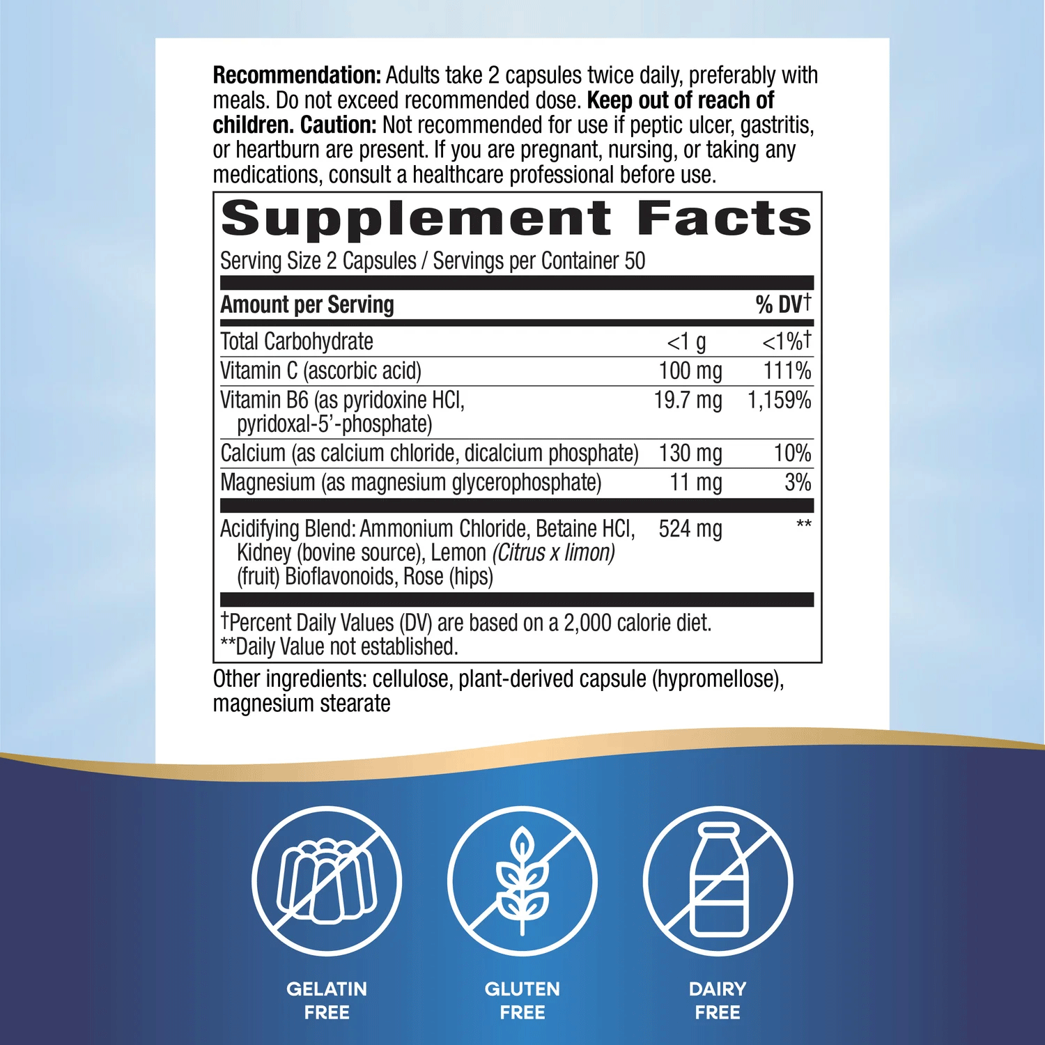 Nature's Way Acid-A-Cal (Formerly Enzymatic Therapy Acid-A-Cal) Ingredients