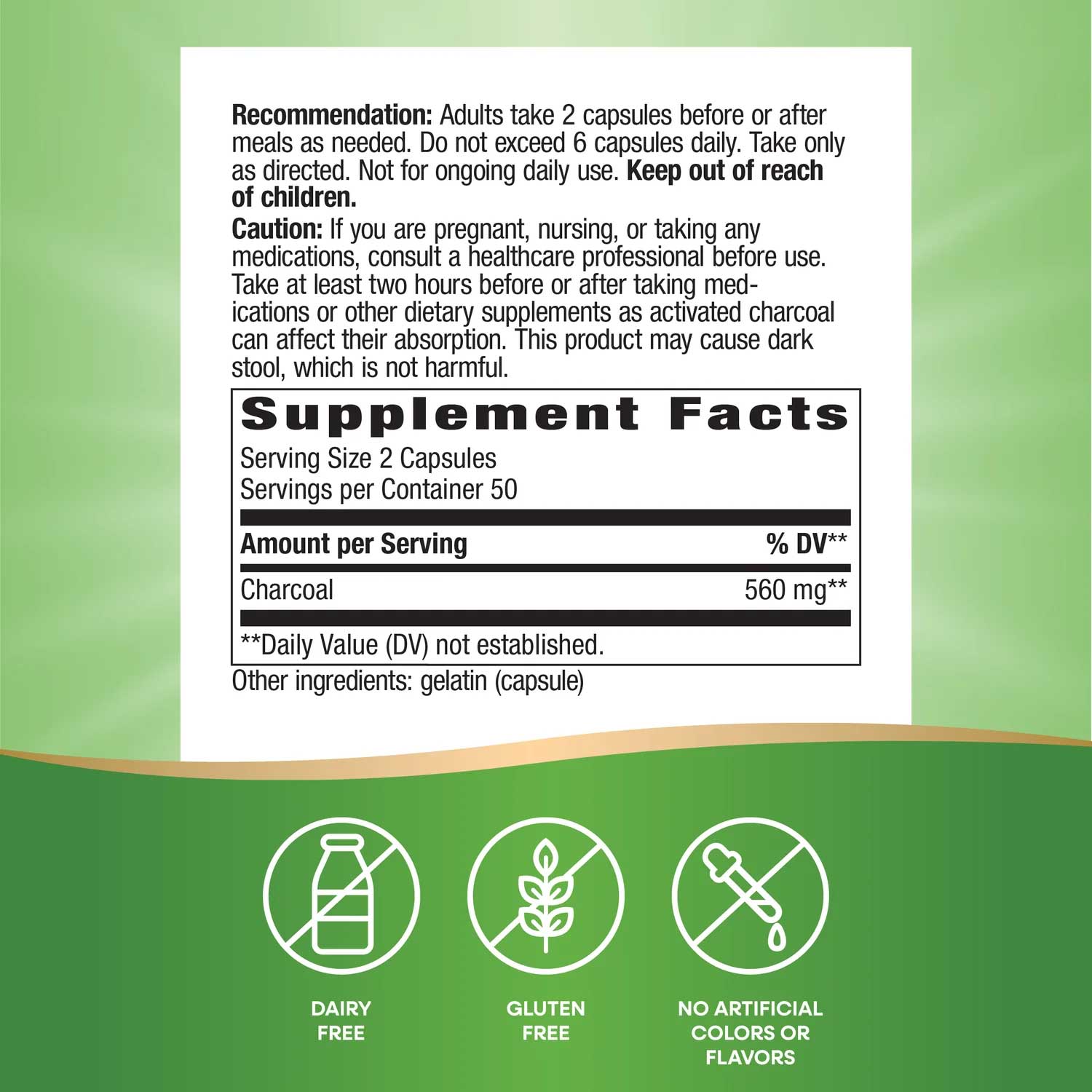 Nature's Way Activated Charcoal (Green) Ingredients