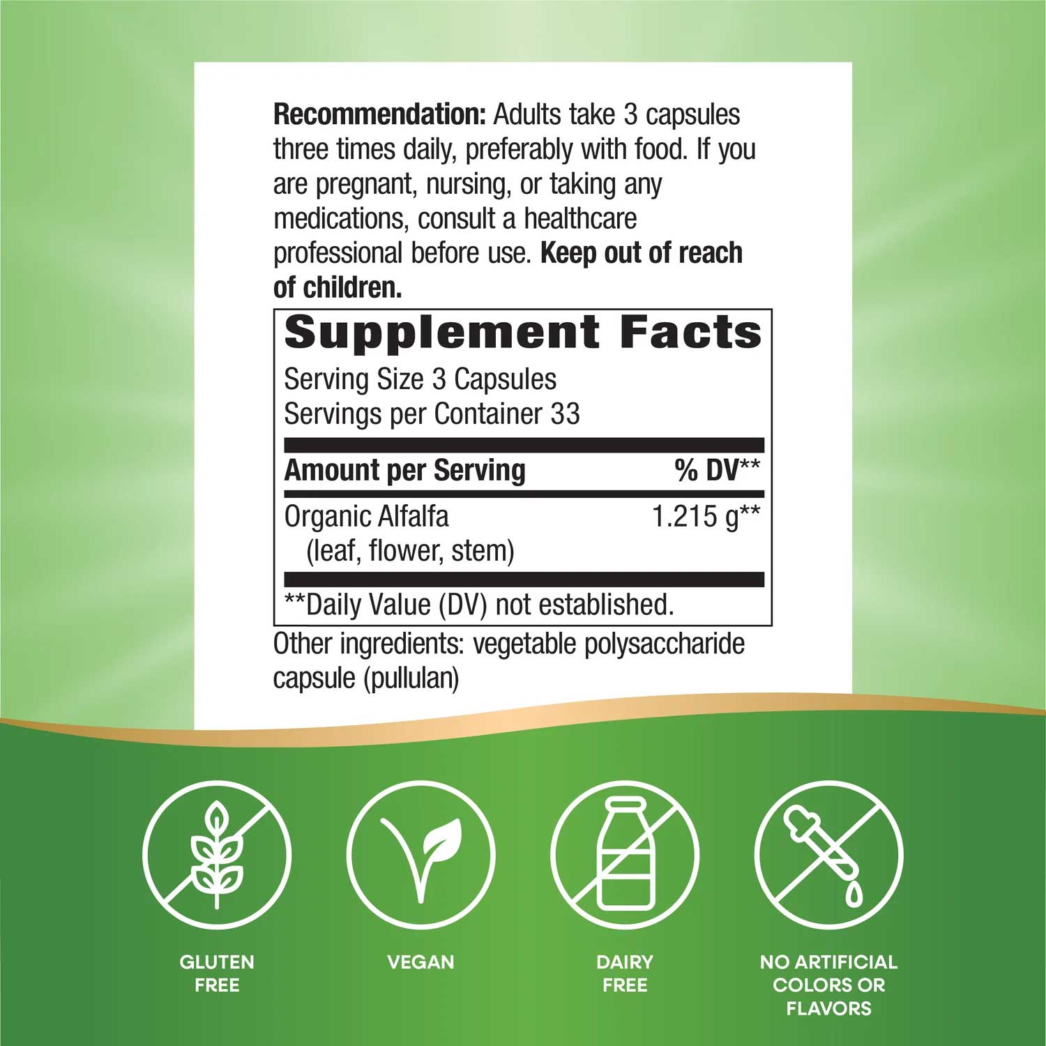 Nature's Way Alfalfa Ingredients