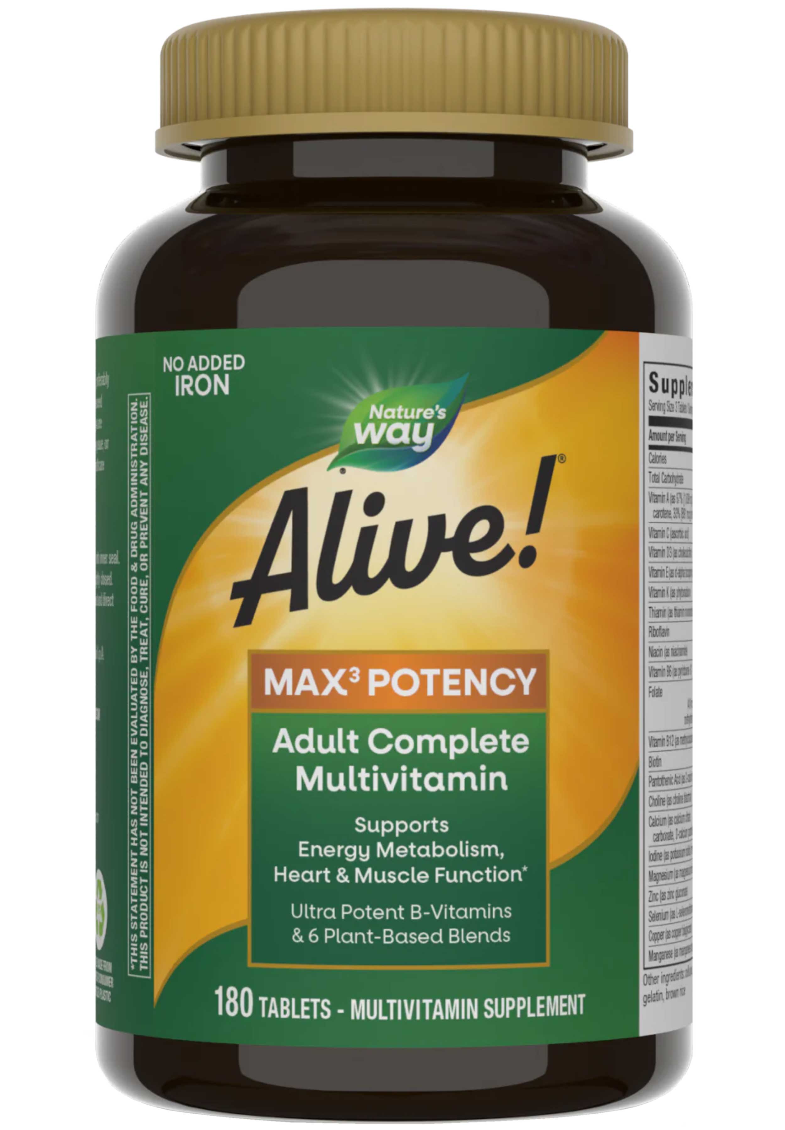Nature's Way Alive! Max3 Potency Adult Complete Multivitamin (No Iron)