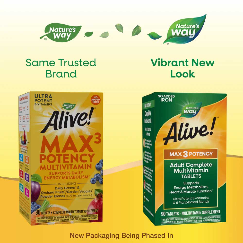 Nature's Way Alive! Max3 Potency Adult Complete Multivitamin (No Iron) New Look