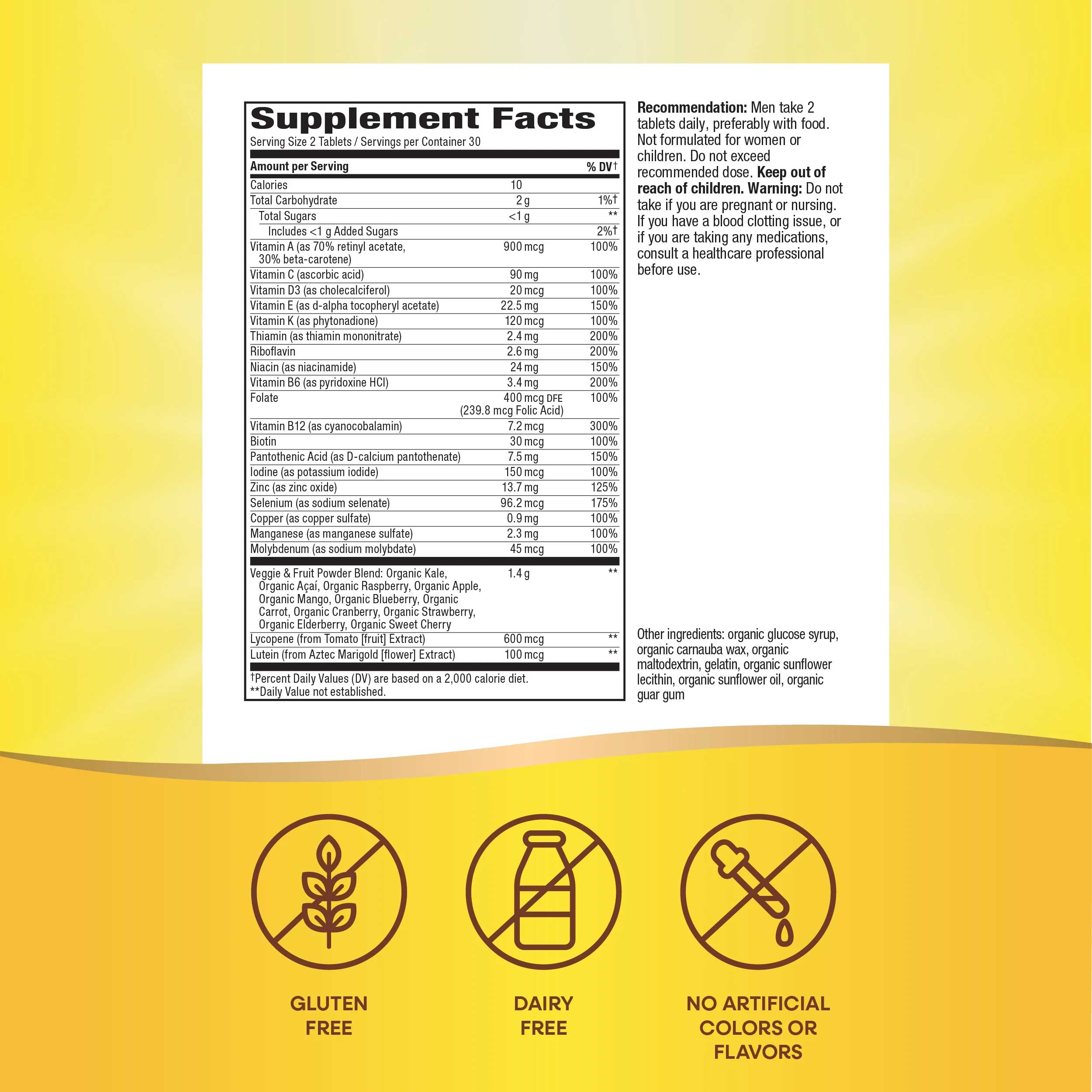 Nature's Way Alive! Men's Garden Goodness Ingredients