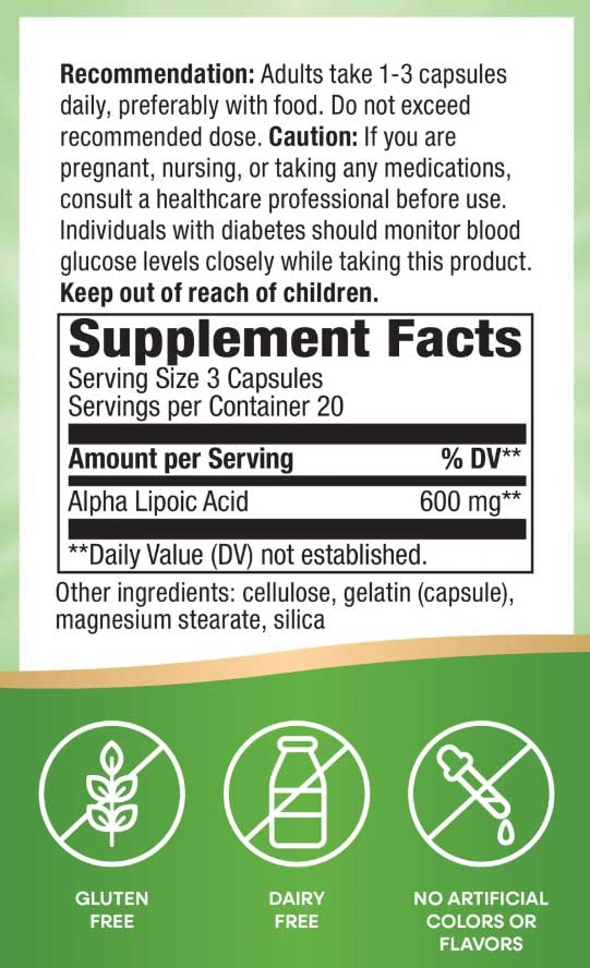 Nature's Way Alpha Lipoic Acid Ingredients