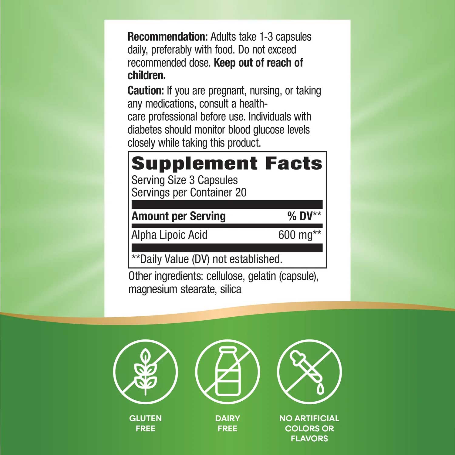 Nature's Way Alpha Lipoic Acid Ingredients