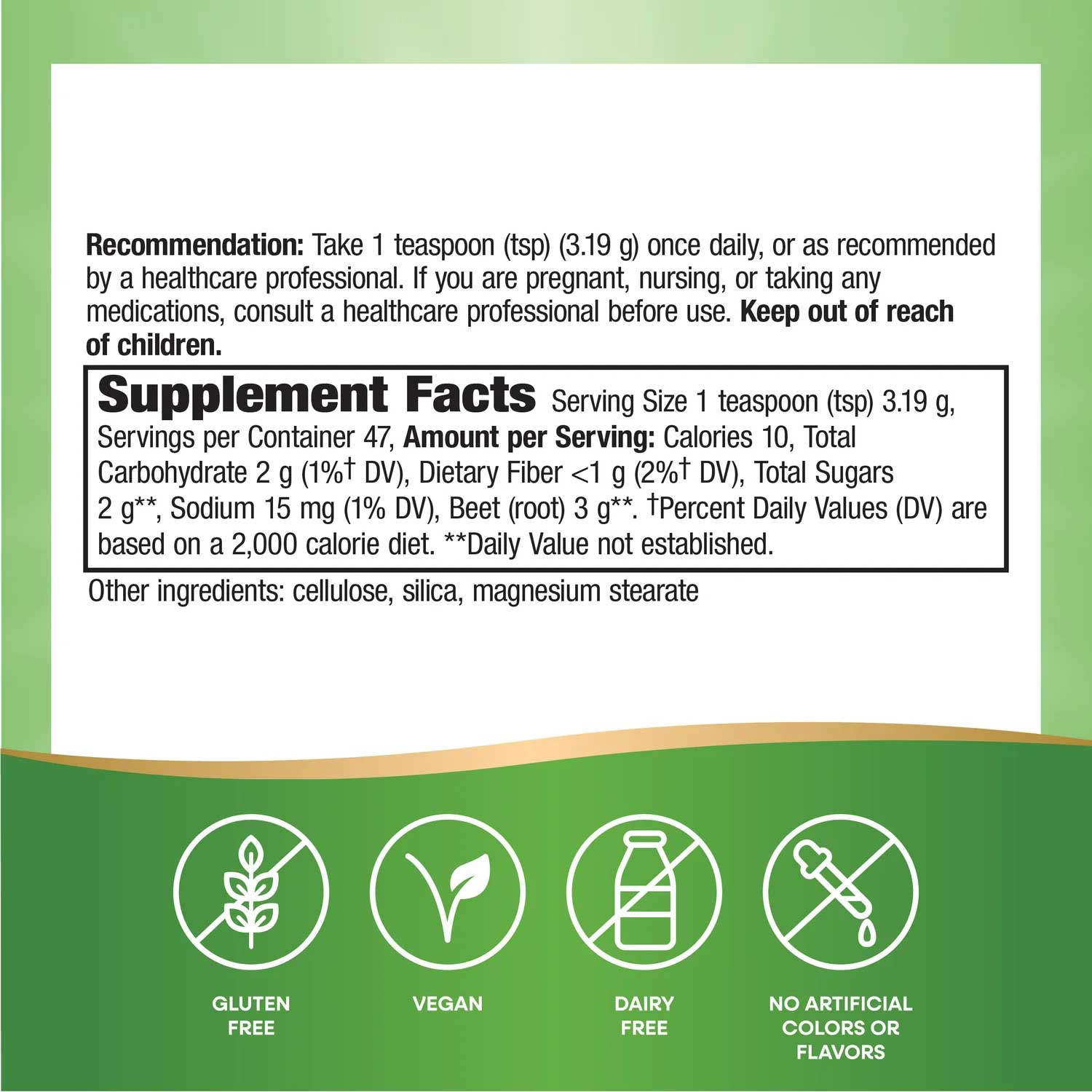 Nature's Way Beet Root Powder Ingredients