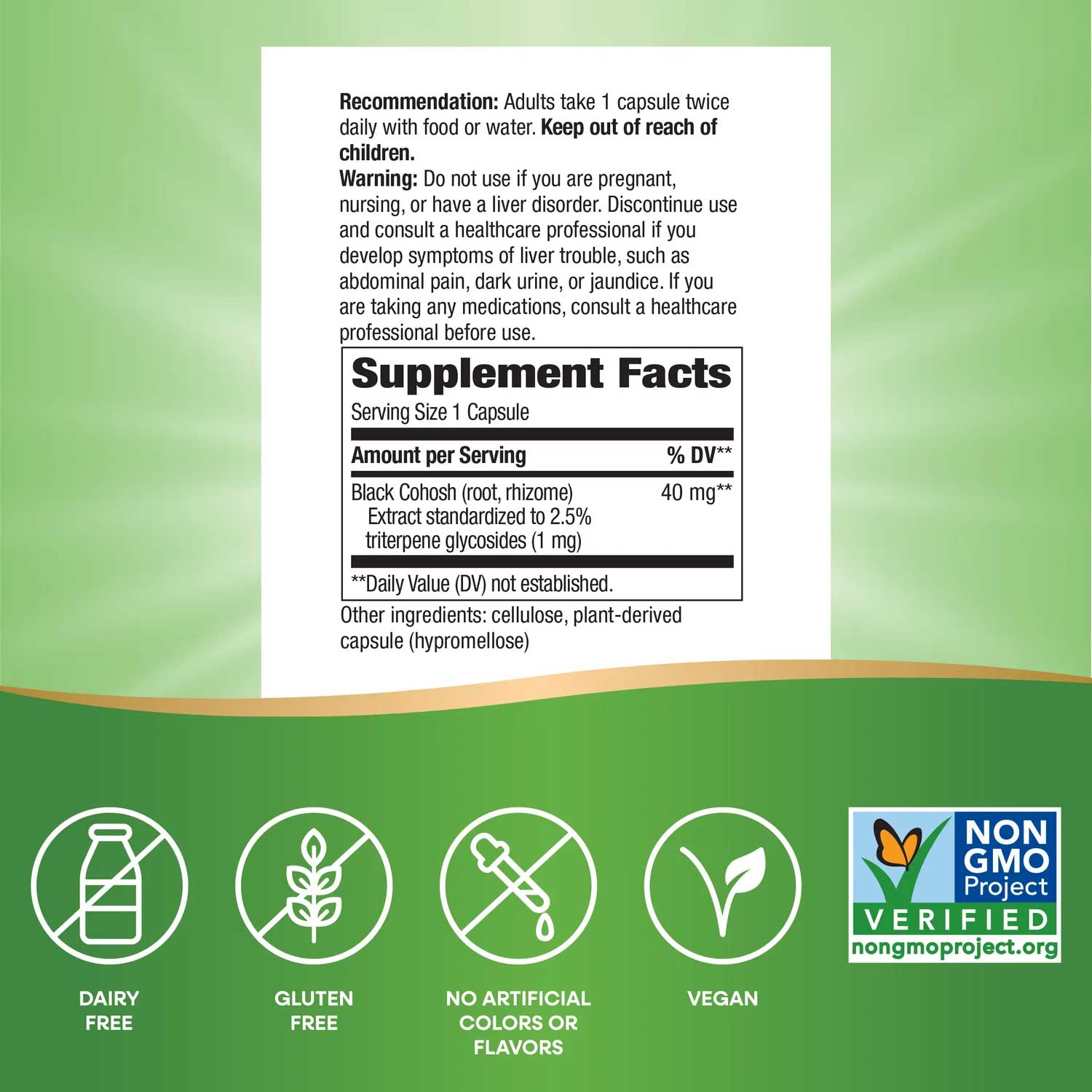 Nature's Way Black Cohosh Standardized Extract Ingredients