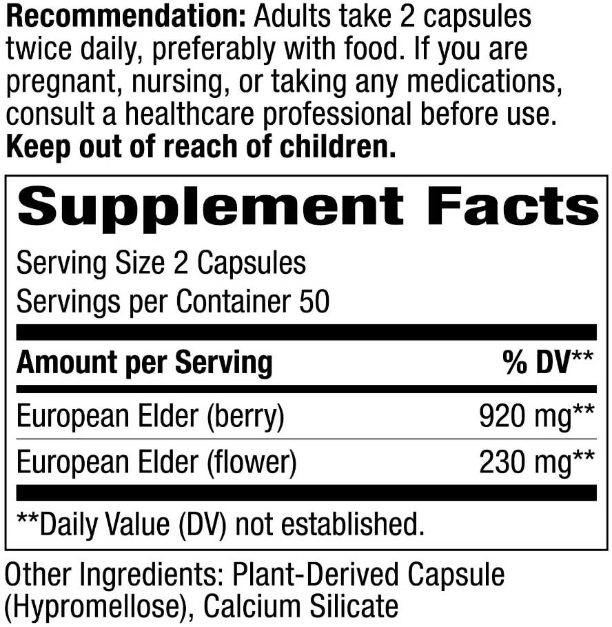 Nature's Way Black Elderberry Ingredients