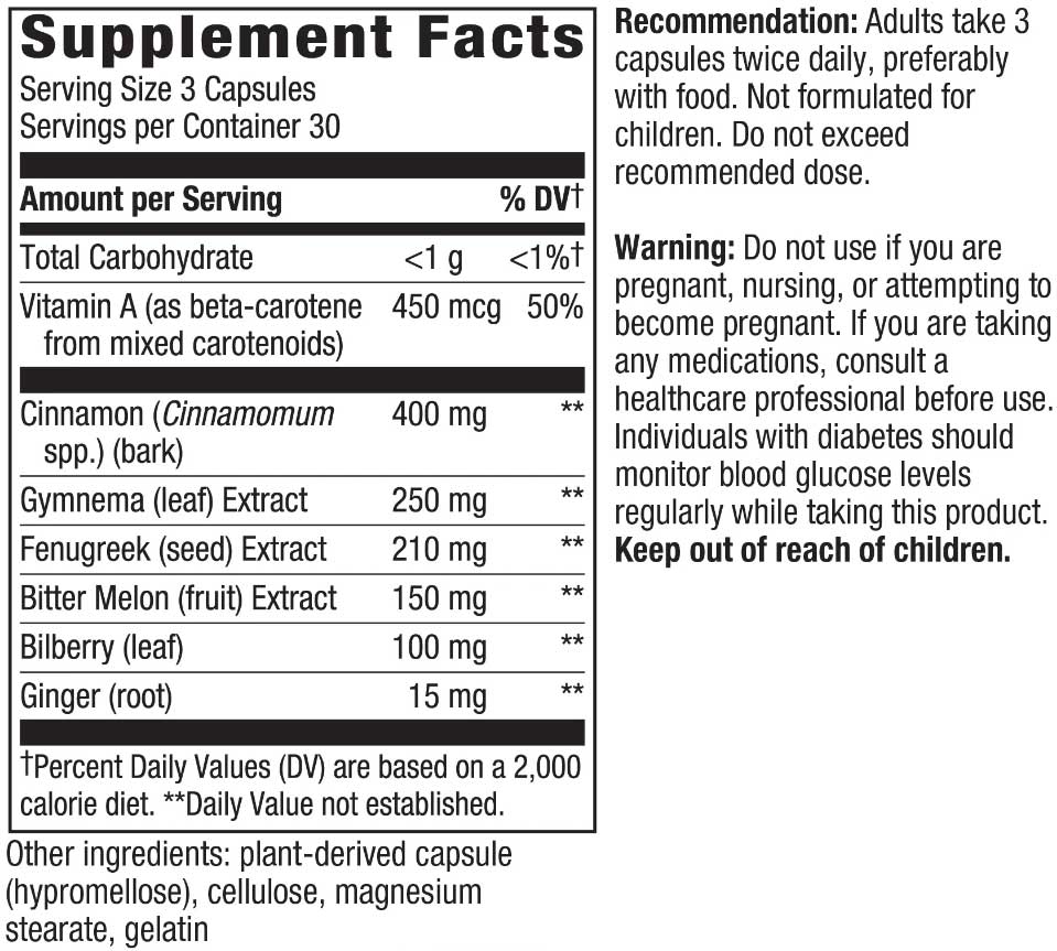 Nature's Way Blood Sugar Support Ingredients