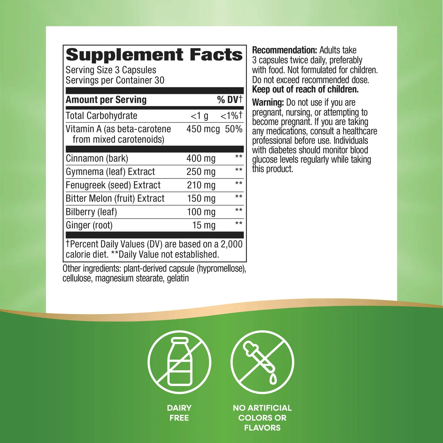Nature's Way Blood Sugar Manager Ingredients