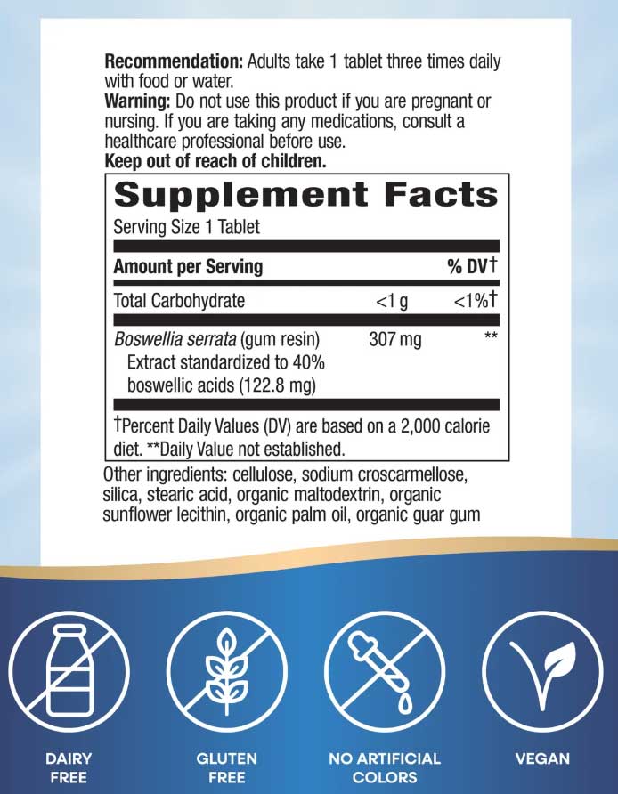 Nature's Way Boswellia Premium Extract Ingredients