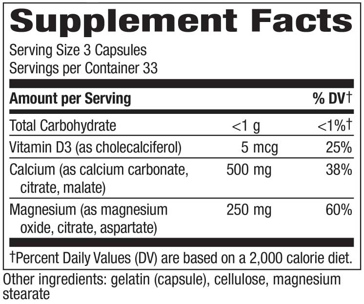 Nature's Way Calcium Mag & D Complex Ingredients