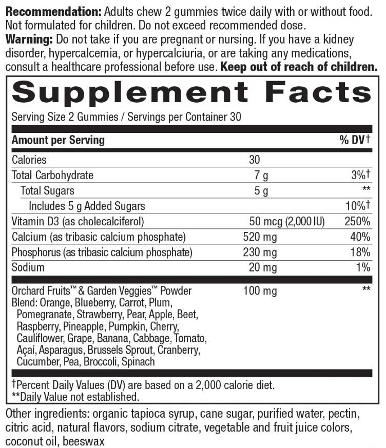 Nature's Way Alive! Calcium + Vitamin D3 Gummies Ingredients