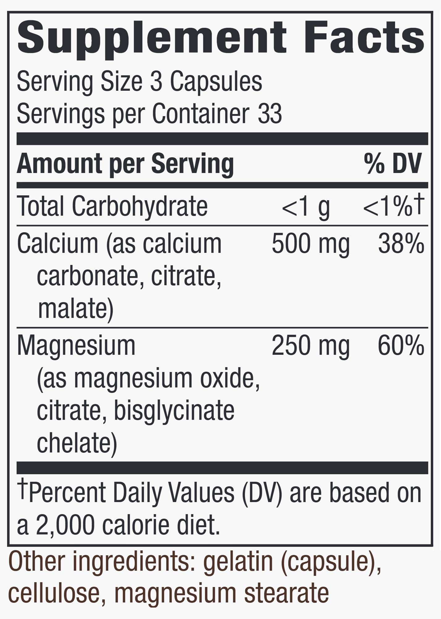Nature's Way Calcium & Magnesium Ingredients