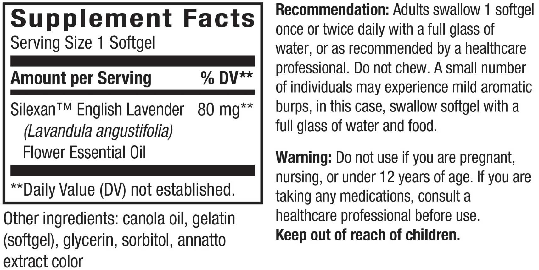 Nature's Way CalmAid Ingredients