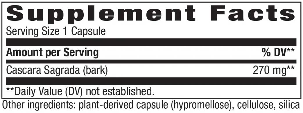 Nature's Way Cascara Sagrada Ingredients
