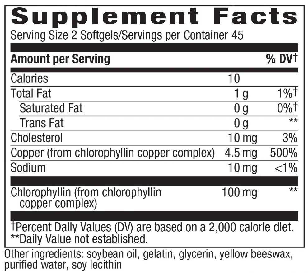 Nature's Way Chlorofresh Ingredients