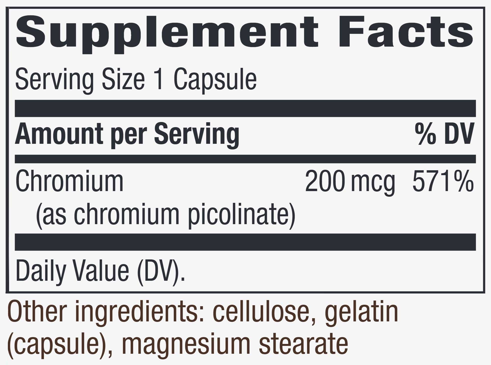 Nature's Way Chromium Picolinate 200 mcg Ingredients