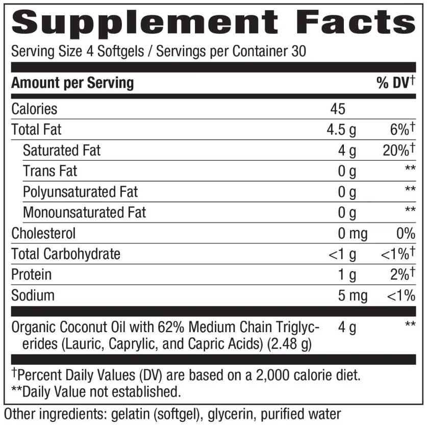 Nature's Way Coconut Oil 4000 mg Ingredients