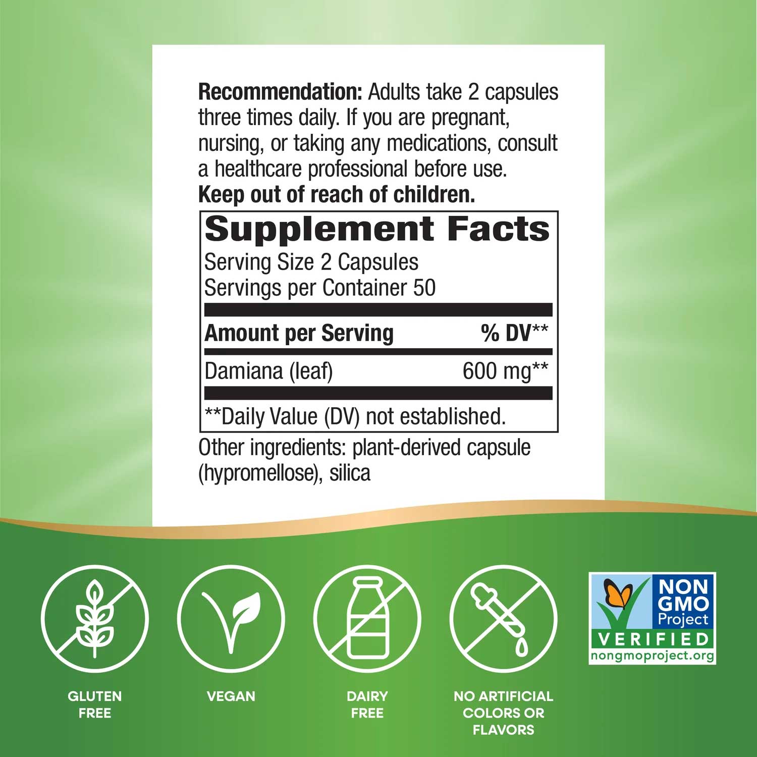 Nature's Way Damiana Leaves Ingredients