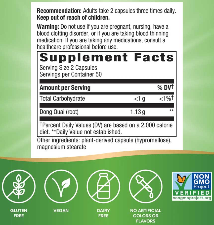 Nature's Way Dong Quai Root Ingredients